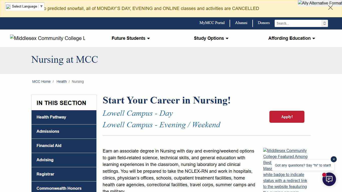 Nursing at MCC
