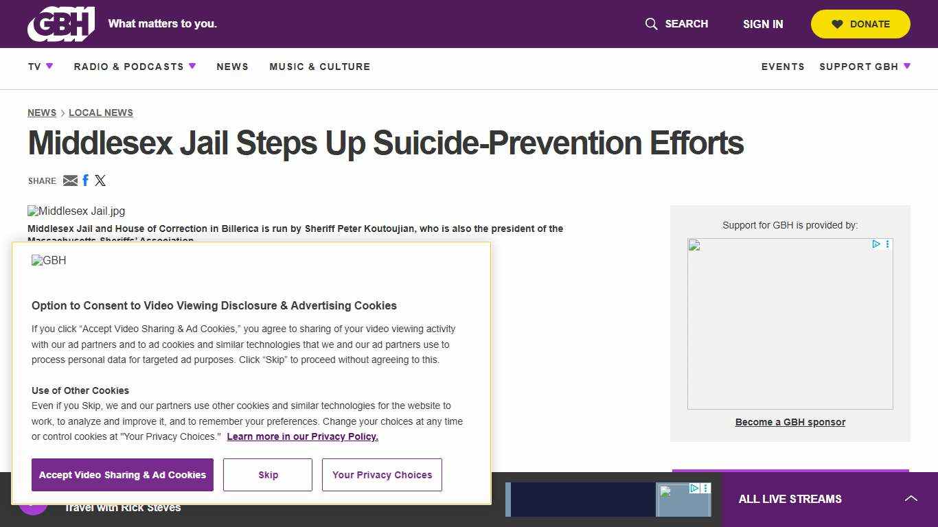 Middlesex Jail Steps Up Suicide-Prevention Efforts GBH